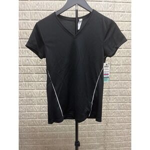 Ideology Womens Performance V-Neck Short Sleeve Athletic Top Black 100128973 XS